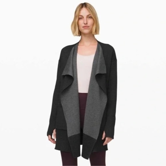 Lululemon Athletica Still Lotus Wrap Reversible Gray Cardigan - Picture 1 of 6